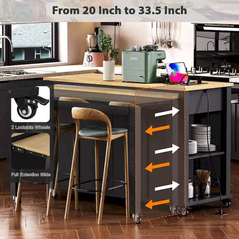 Îlot de cuisine extensible