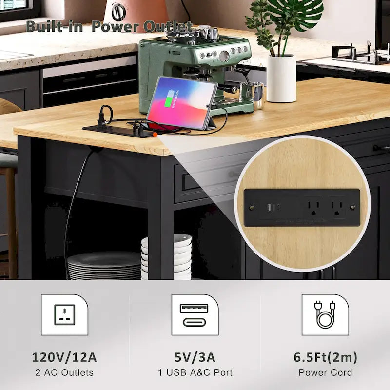Îlot de cuisine extensible