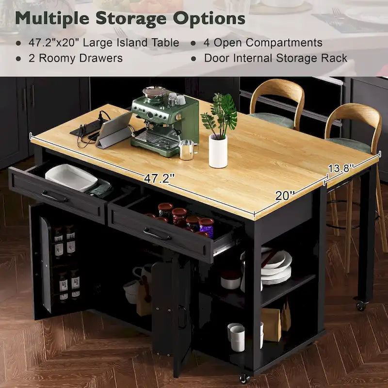 Îlot de cuisine extensible