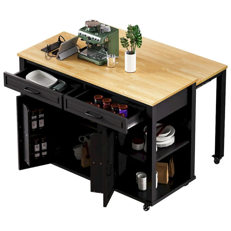 Îlot de cuisine extensible