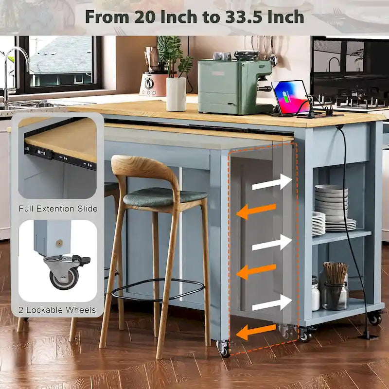 Îlot de cuisine extensible