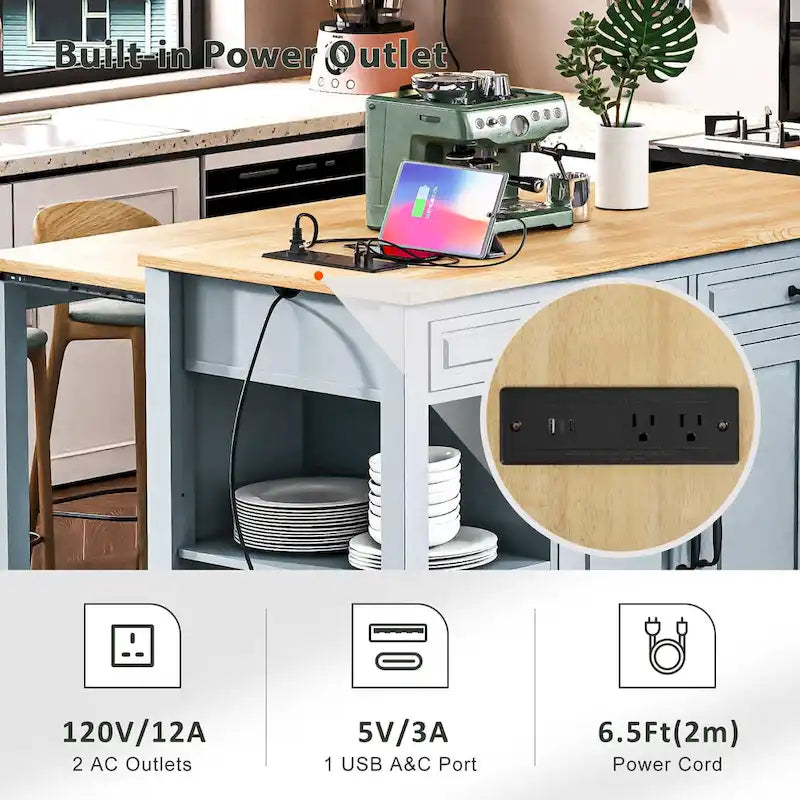 Îlot de cuisine extensible