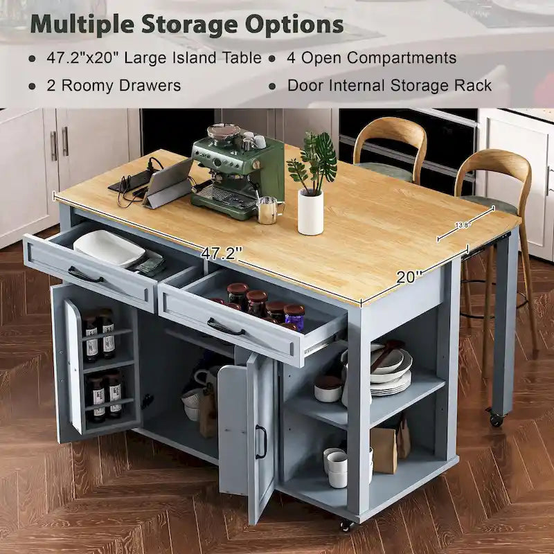 Îlot de cuisine extensible