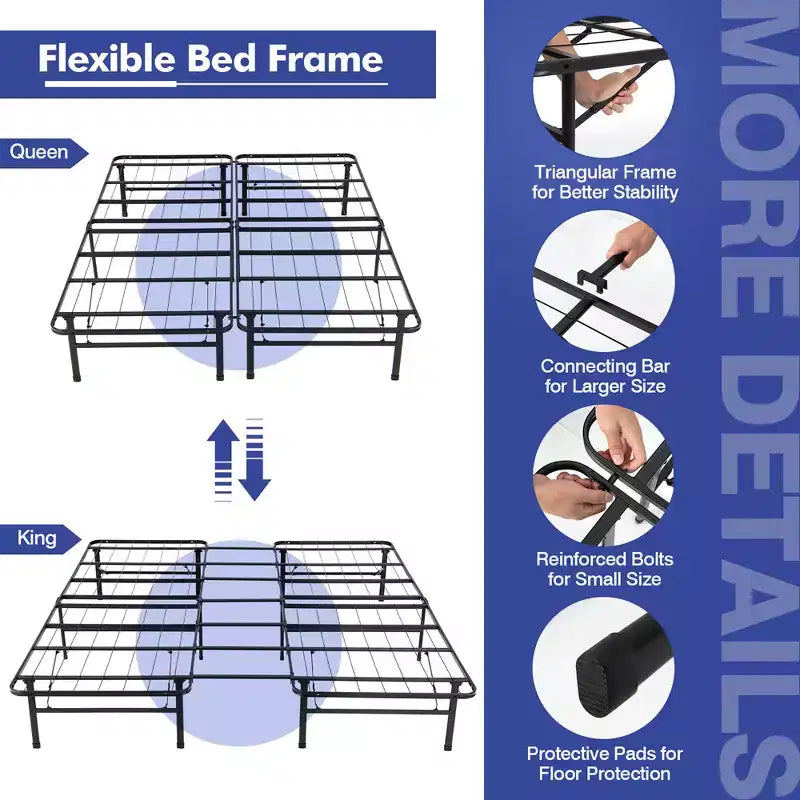 Cadre de lit plateforme pliable en métal