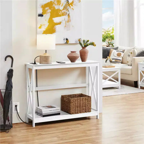 Table console à 2 niveaux avec prise pour couloir/salon/entrée