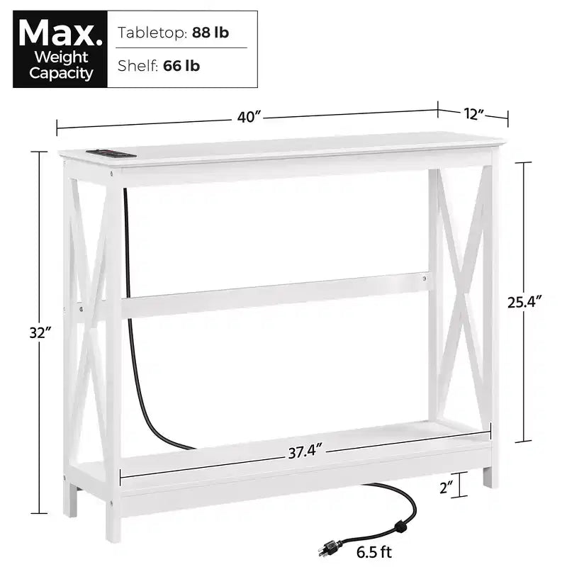 Table console à 2 niveaux avec prise pour couloir/salon/entrée