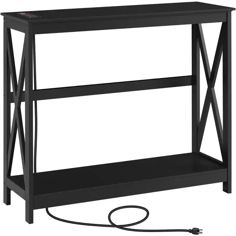 Table console à 2 niveaux avec prise pour couloir/salon/entrée
