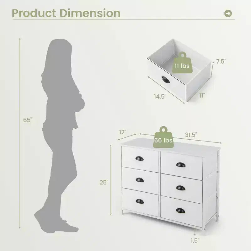 Meuble de rangement à 3 niveaux avec 6 tiroirs pliables en tissu Tiroirs de rangement en tissu