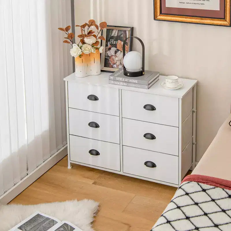 Meuble de rangement à 3 niveaux avec 6 tiroirs pliables en tissu Tiroirs de rangement en tissu