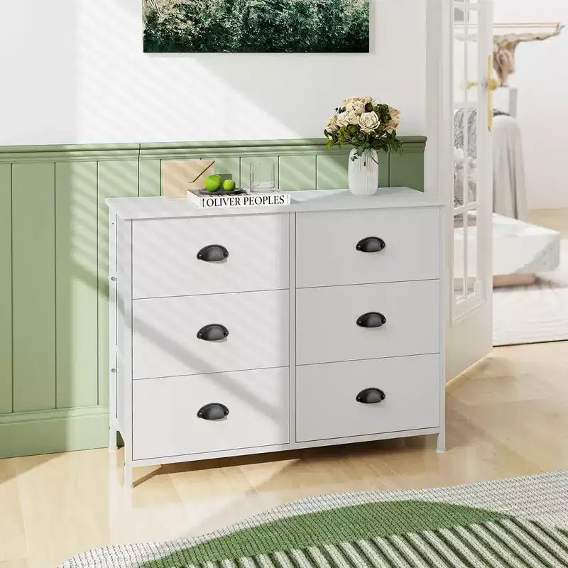 Meuble de rangement à 3 niveaux avec 6 tiroirs pliables en tissu Tiroirs de rangement en tissu