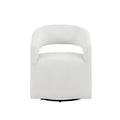Fauteuil moderne de forme cylindrique avec dossier ajouré et accoudoirs incurvés ; fauteuil pivotant.
