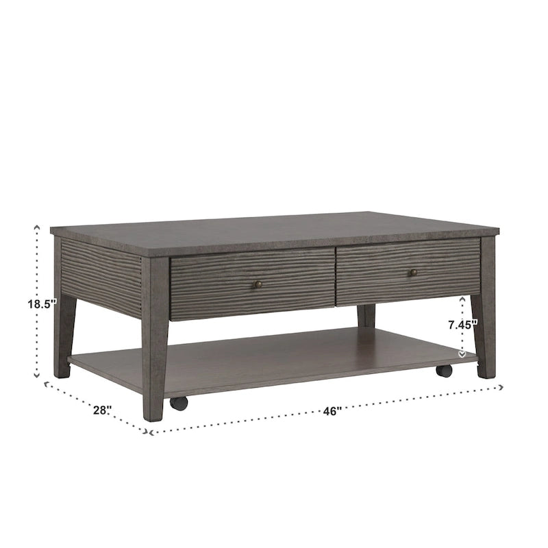 Table en fibrociment gris rétro avec étagère