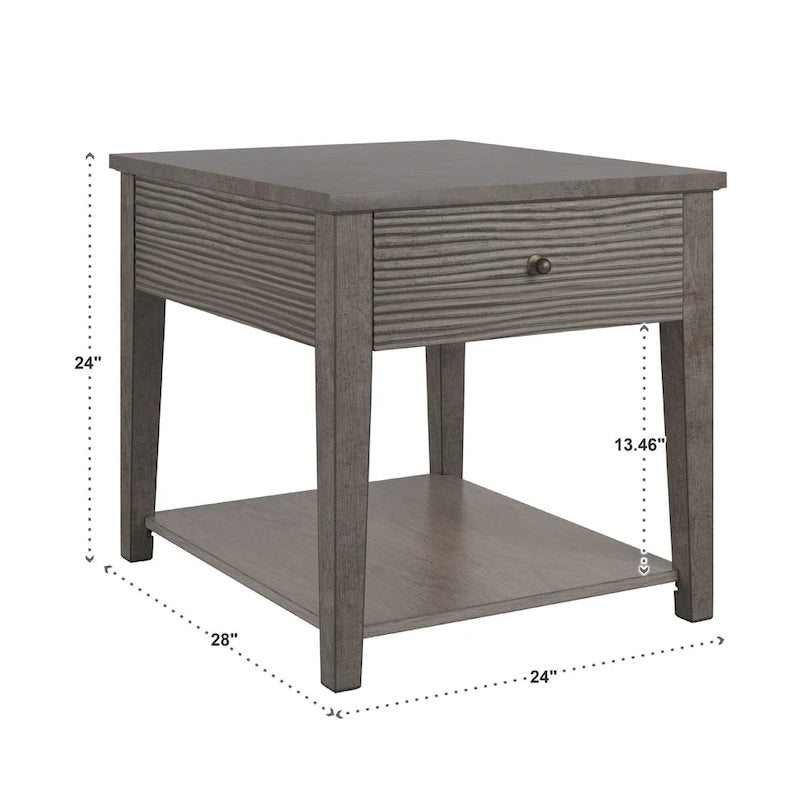 Table en fibrociment gris rétro avec étagère