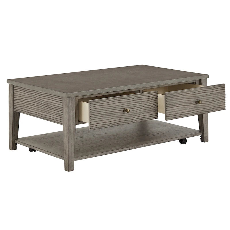 Table en fibrociment gris rétro avec étagère