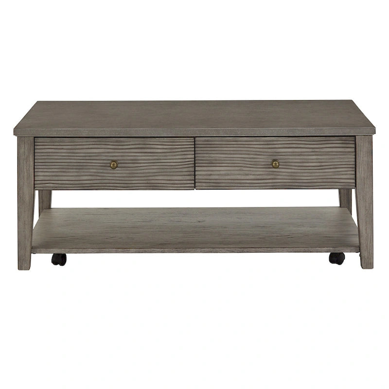 Table en fibrociment gris rétro avec étagère