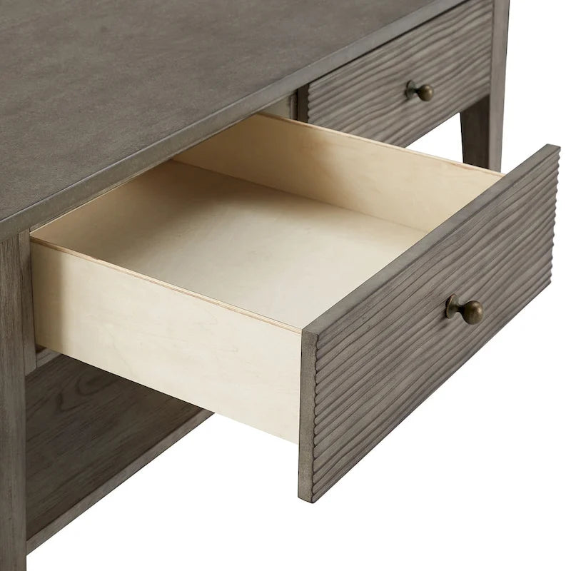 Table en fibrociment gris rétro avec étagère