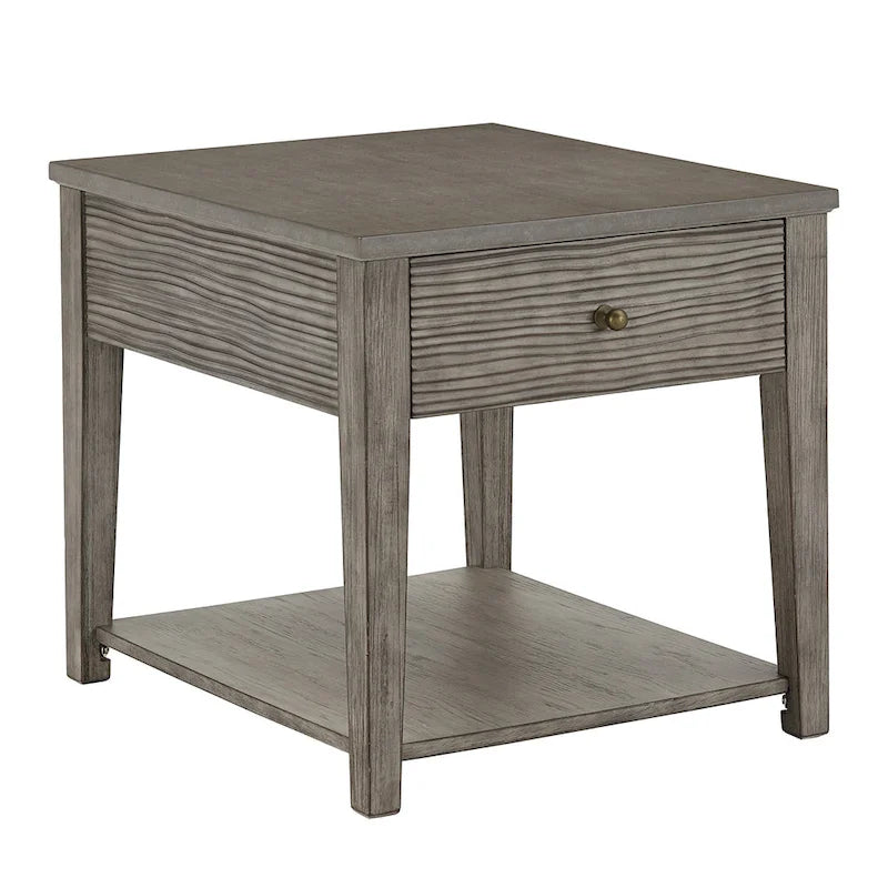 Table en fibrociment gris rétro avec étagère