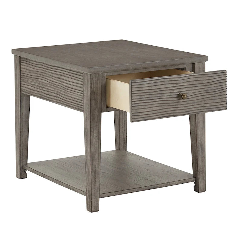 Table en fibrociment gris rétro avec étagère