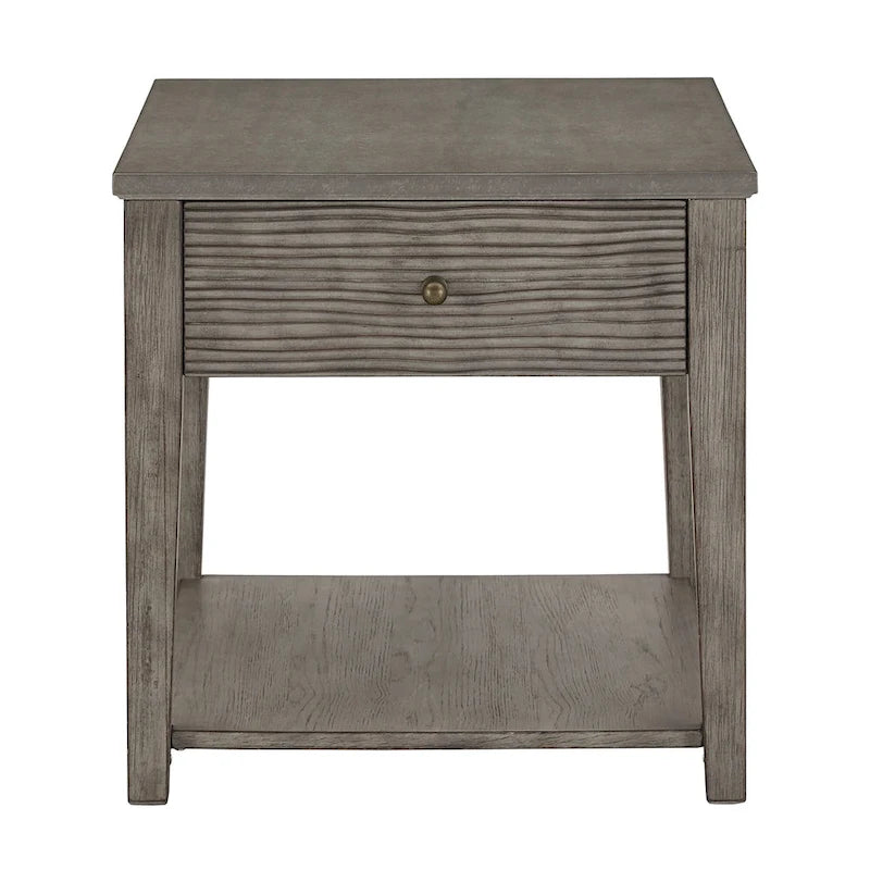 Table en fibrociment gris rétro avec étagère