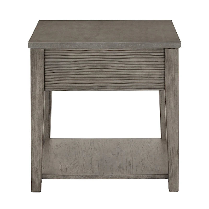 Table en fibrociment gris rétro avec étagère