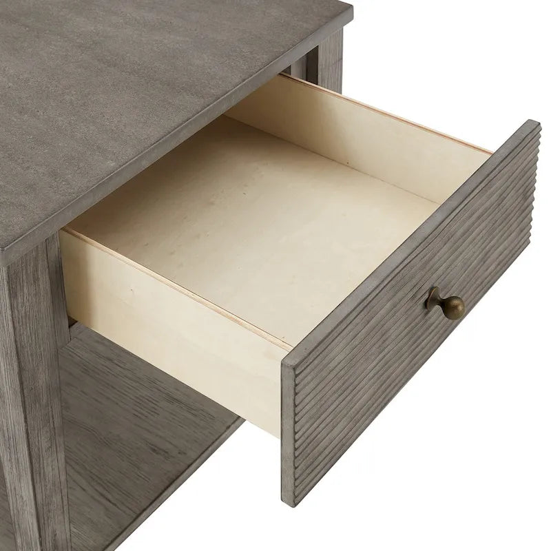 Table en fibrociment gris rétro avec étagère