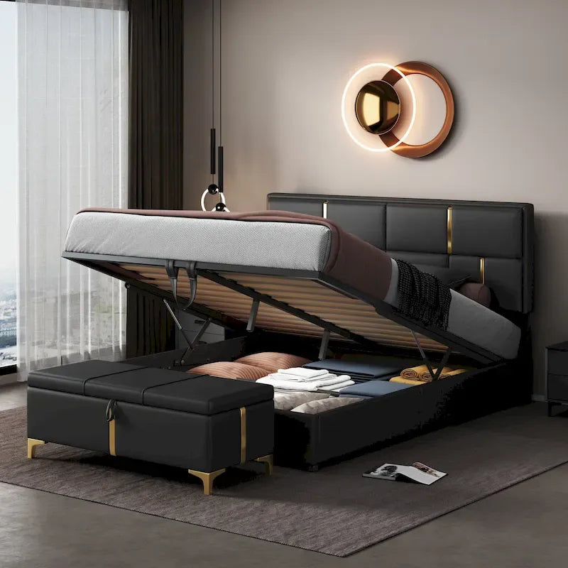 Meubles de chambre, lit plateforme rembourré grandeur queen