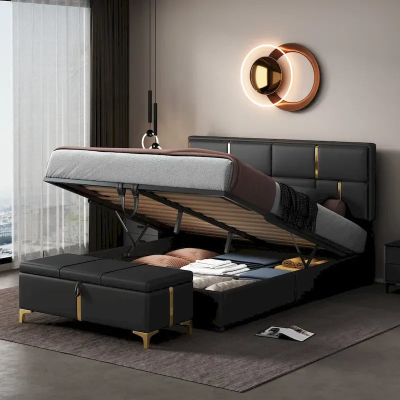 Meubles de chambre, lit plateforme rembourré grandeur queen
