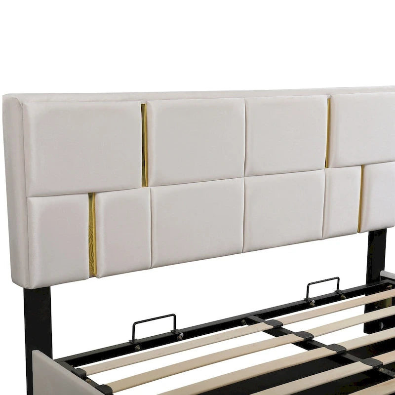 Meubles de chambre, lit plateforme rembourré grandeur queen