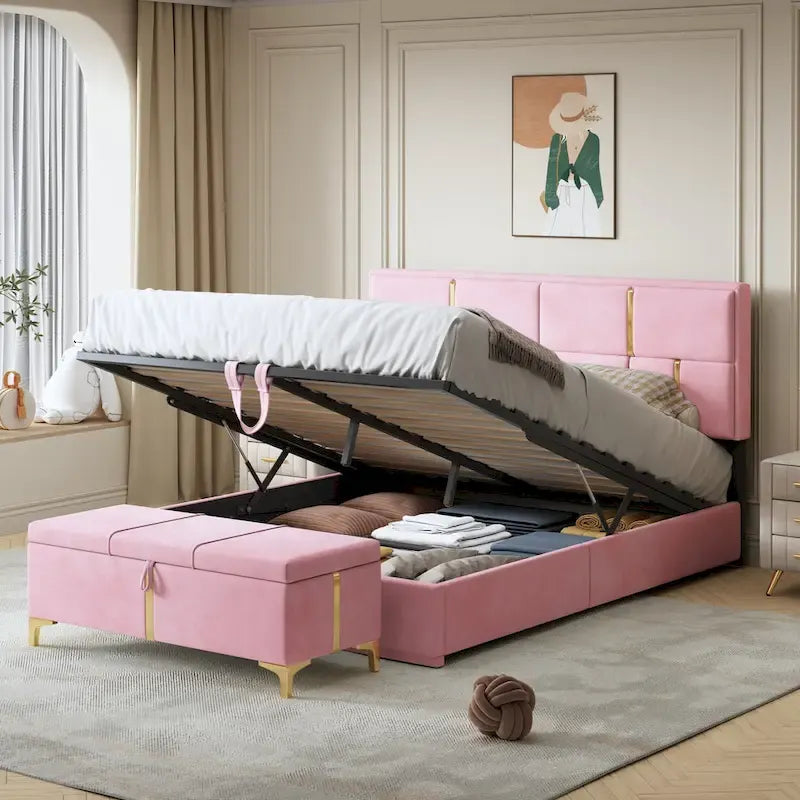 Meubles de chambre, lit plateforme rembourré grandeur queen