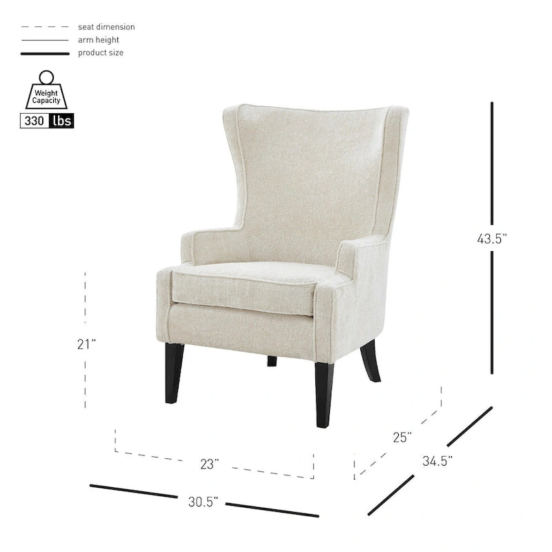 Fauteuil à accoudoirs d'appoint en tissu avec oreilles