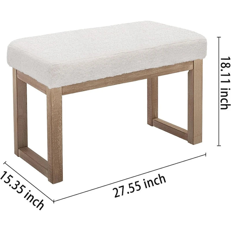 Pouffe rectangulaire blanc, texture velours, blanc