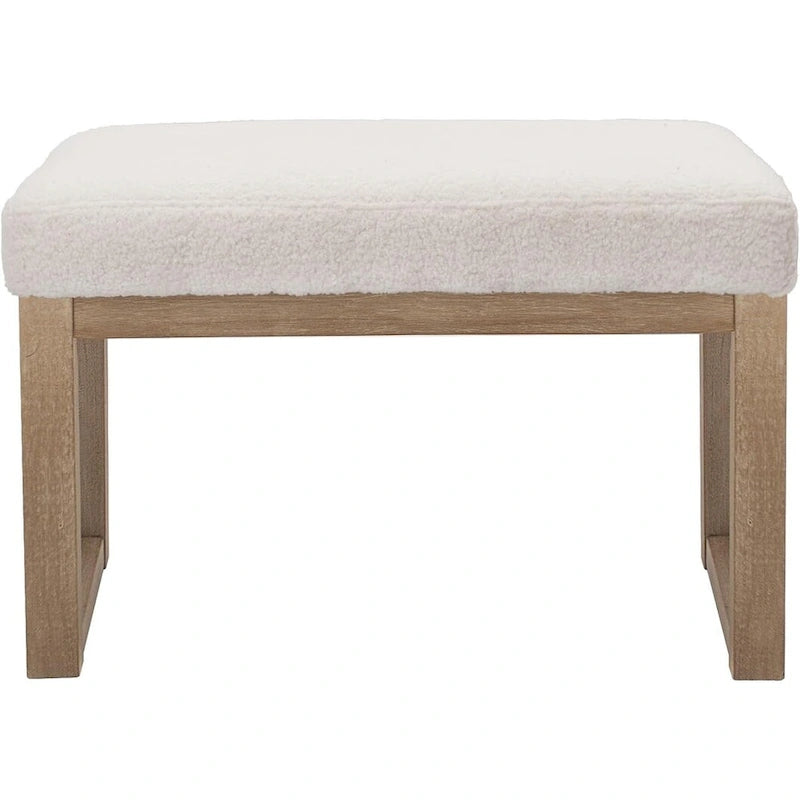 Pouffe rectangulaire blanc, texture velours, blanc
