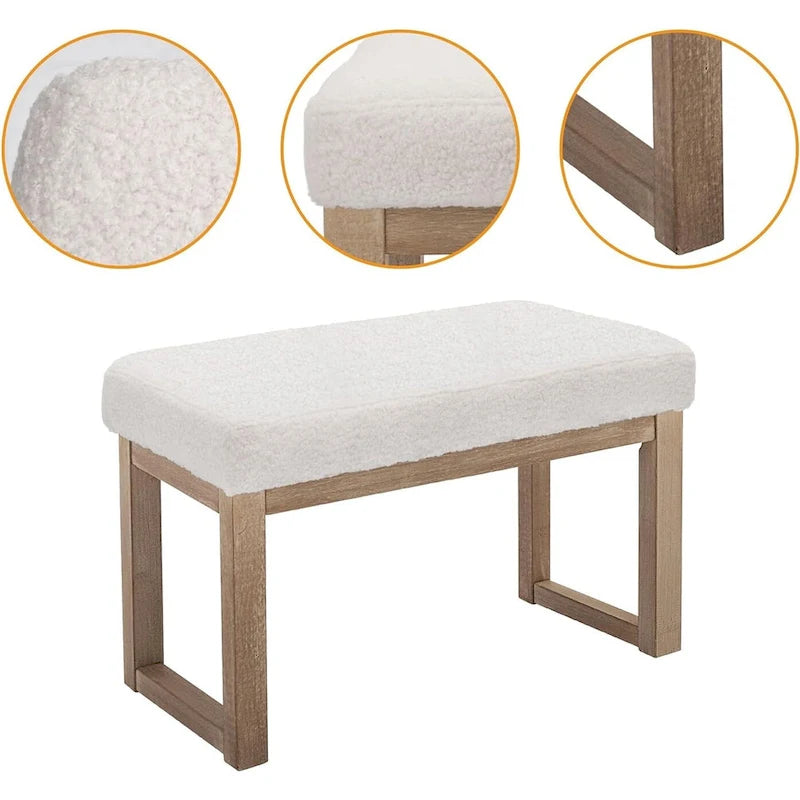 Pouffe rectangulaire blanc, texture velours, blanc