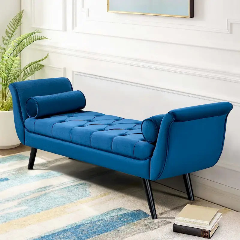 Banc d'entrée décoratif avec repose-pieds capitonné doux