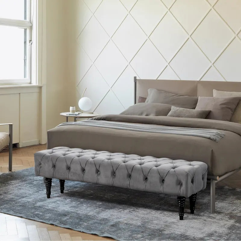 Banc d'entrée décoratif avec repose-pieds capitonné doux