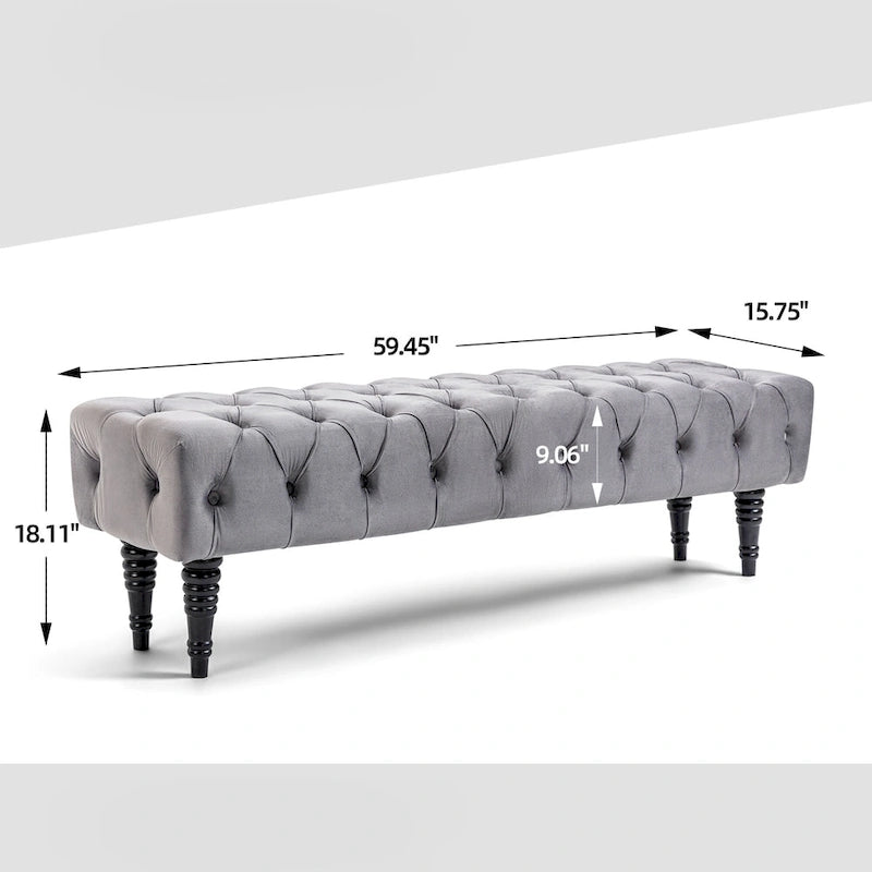 Banc d'entrée décoratif avec repose-pieds capitonné doux