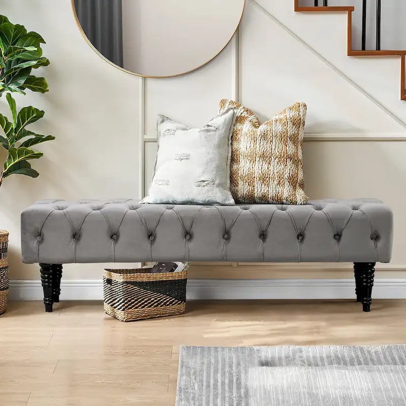 Banc d'entrée décoratif avec repose-pieds capitonné doux