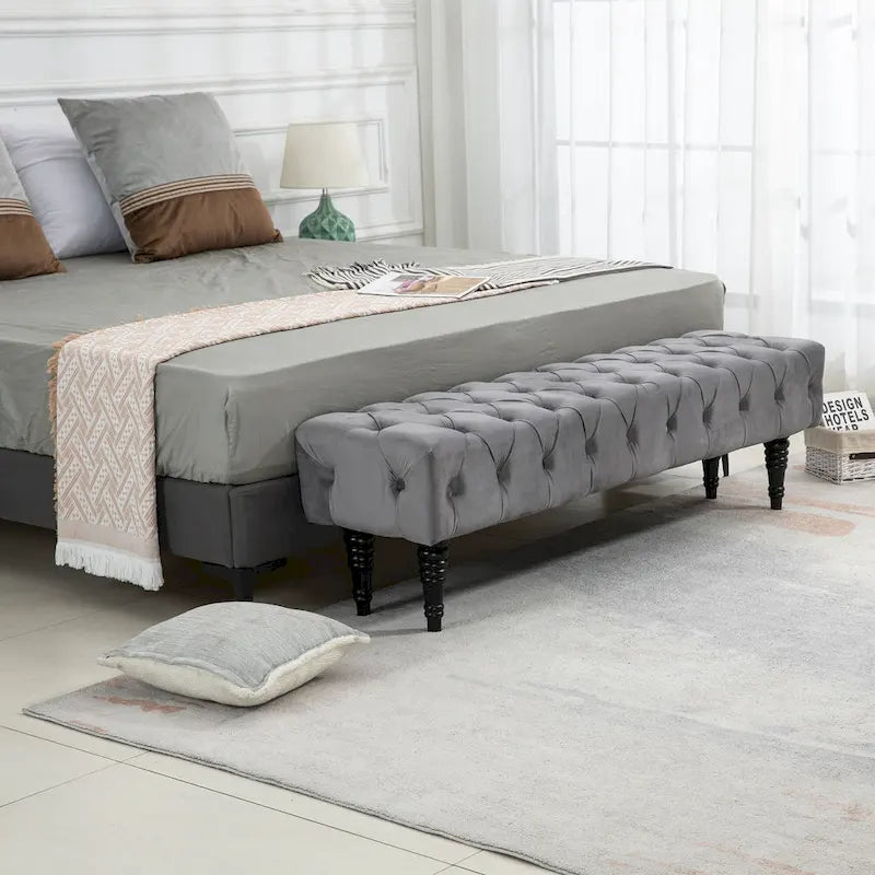 Banc d'entrée décoratif avec repose-pieds capitonné doux