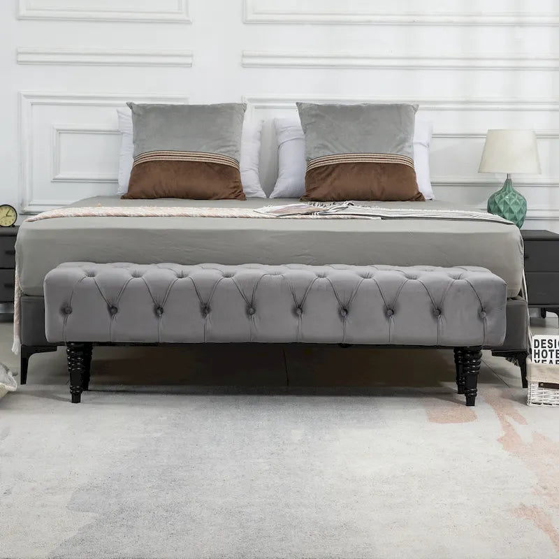 Banc d'entrée décoratif avec repose-pieds capitonné doux