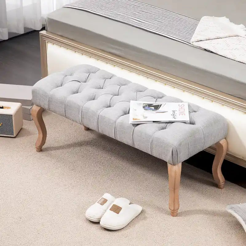 Banc d'entrée décoratif avec repose-pieds capitonné doux