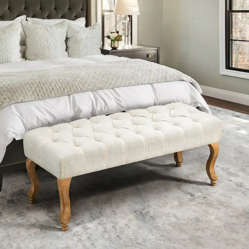Banc d'entrée décoratif avec repose-pieds capitonné doux