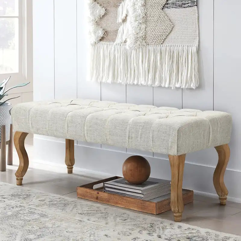 Banc d'entrée décoratif avec repose-pieds capitonné doux