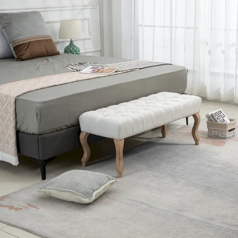 Banc d'entrée décoratif avec repose-pieds capitonné doux