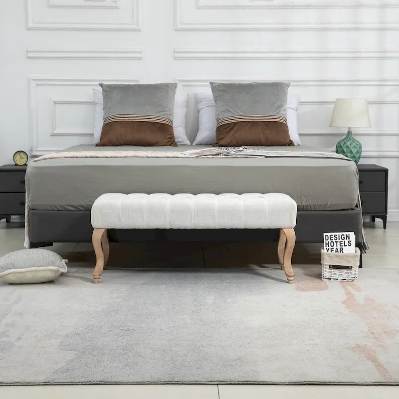 Banc d'entrée décoratif avec repose-pieds capitonné doux