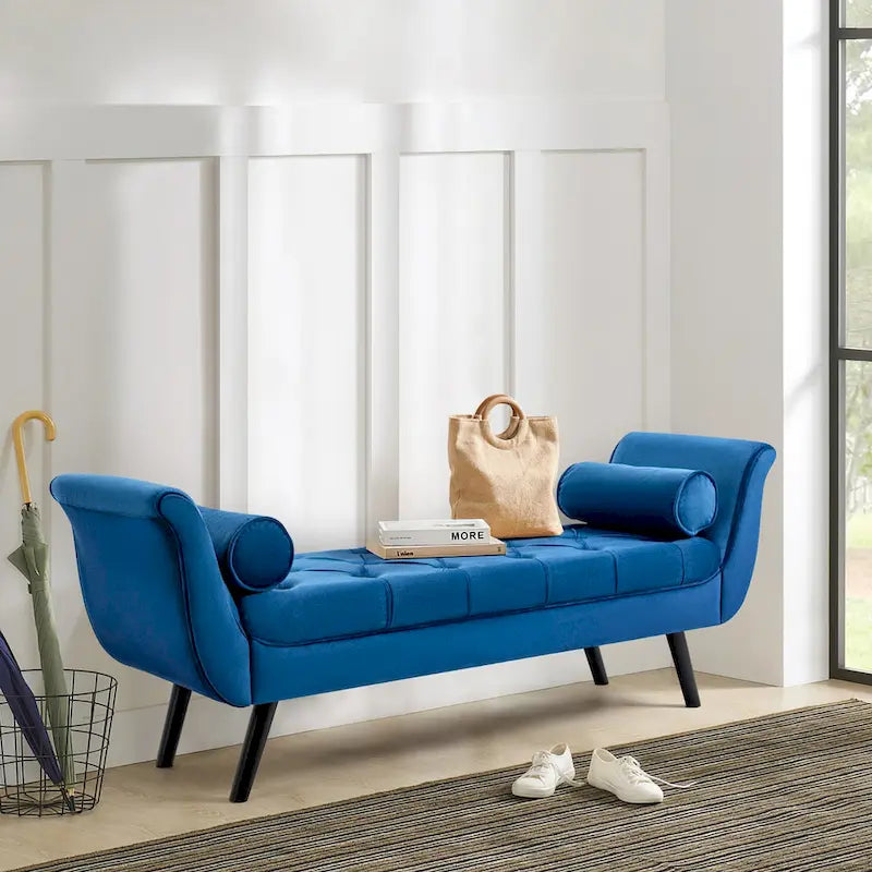Banc d'entrée décoratif avec repose-pieds capitonné doux