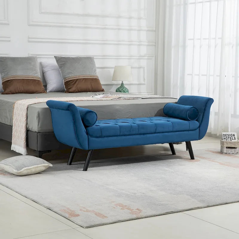 Banc d'entrée décoratif avec repose-pieds capitonné doux