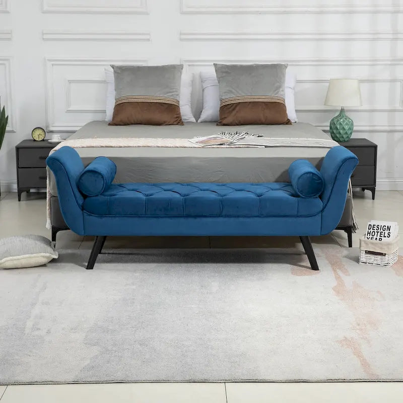 Banc d'entrée décoratif avec repose-pieds capitonné doux