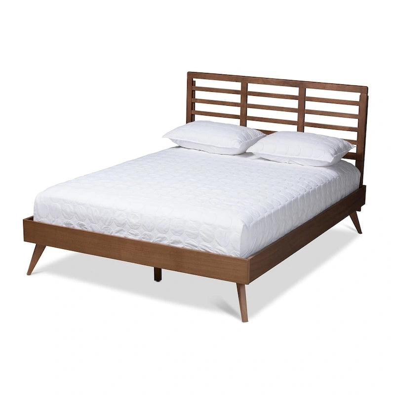 Lit plateforme en bois style moderne du milieu du siècle