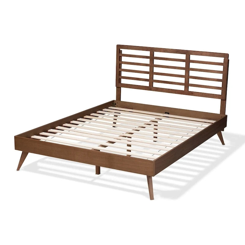 Lit plateforme en bois style moderne du milieu du siècle