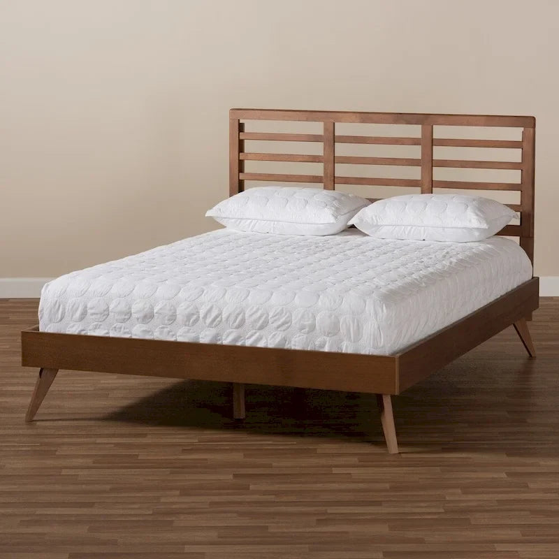 Lit plateforme en bois style moderne du milieu du siècle